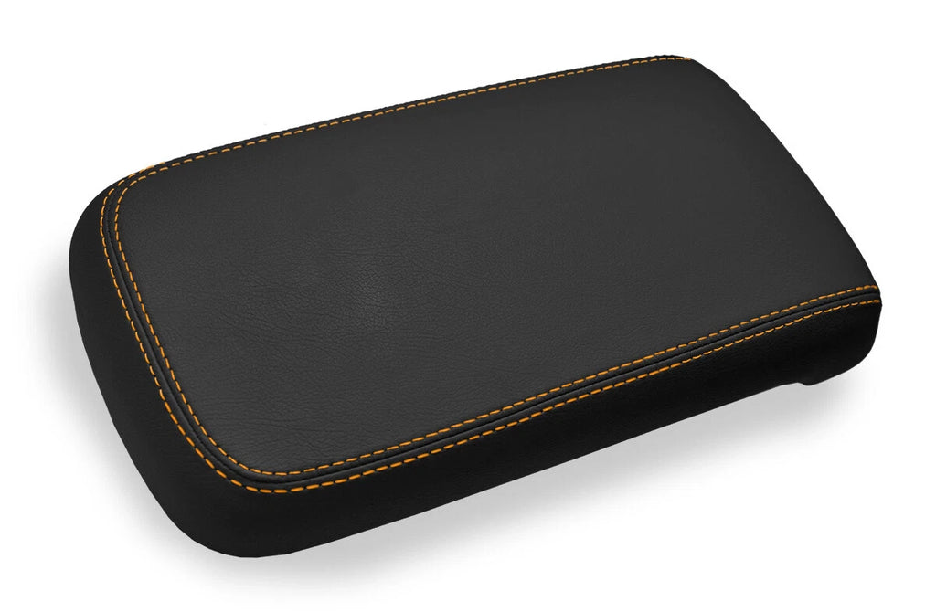 Leather Console Lid Armrest Cover for Chevrolet Colorado (2015–2022) Orange Stitch