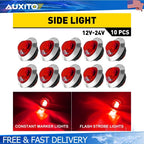 10 Pcs 3/4 Inch Red Dual Function Marker Lights for Universal Use (Waterproof)