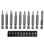 10 Piece Hex Power Screwdriver Bits Set with Tool Holder and Extension Rod