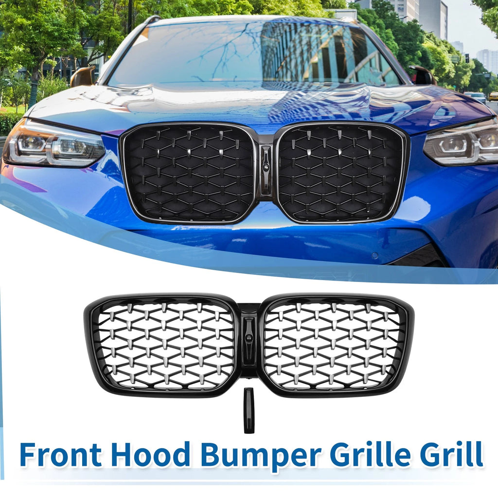 Front Upper Bumper Grille for BMW X3 G01 (2020–2023) Half Chrome Silver Tone