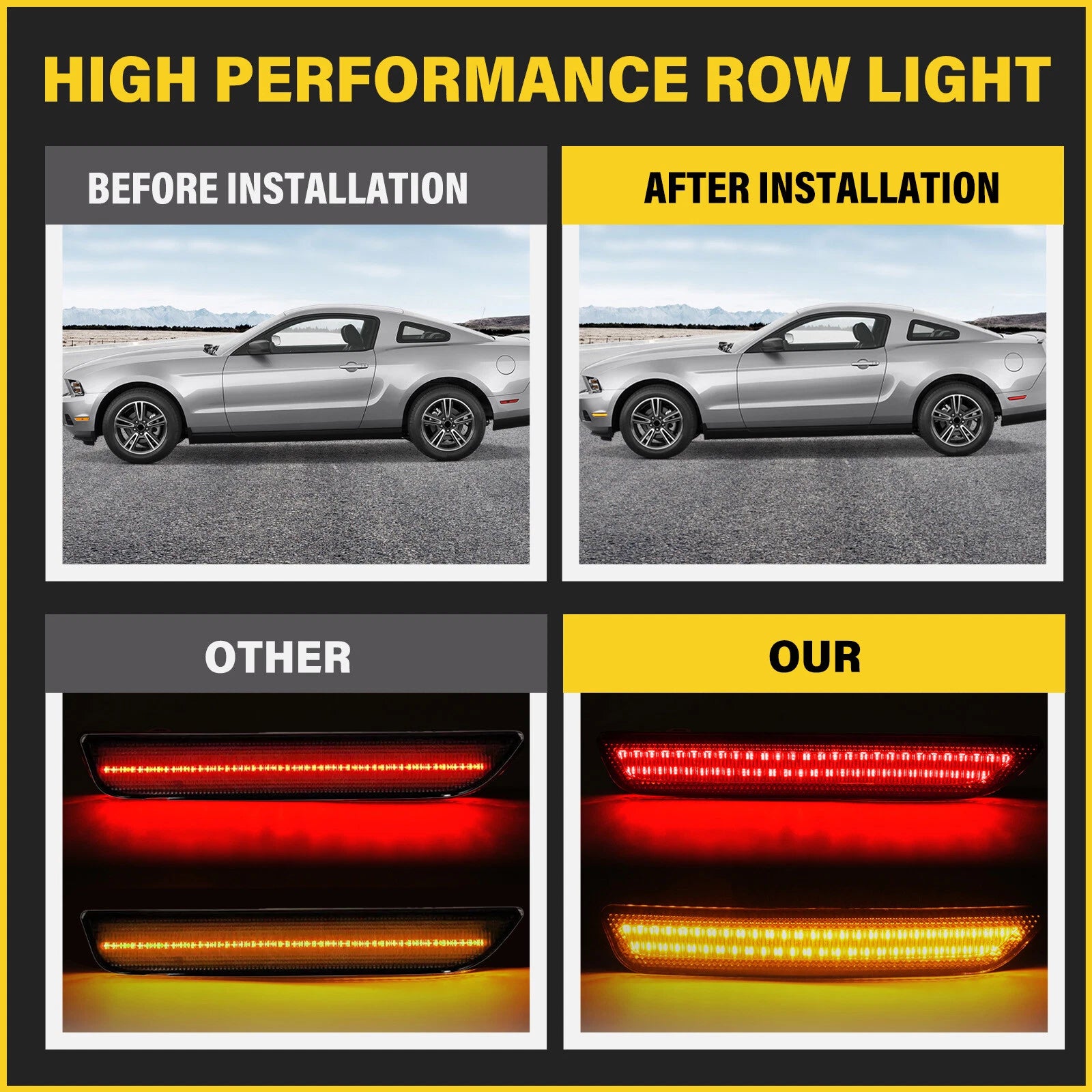 Set of 4 Smoked LED Side Marker Lights for Ford Mustang (2010-2014)