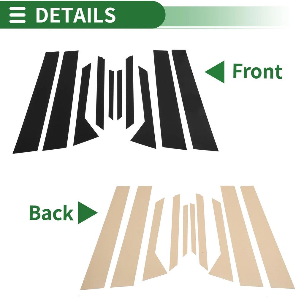 10 Pcs Door Pillar Window Trim for Ford Fiesta (2011–2015) Black