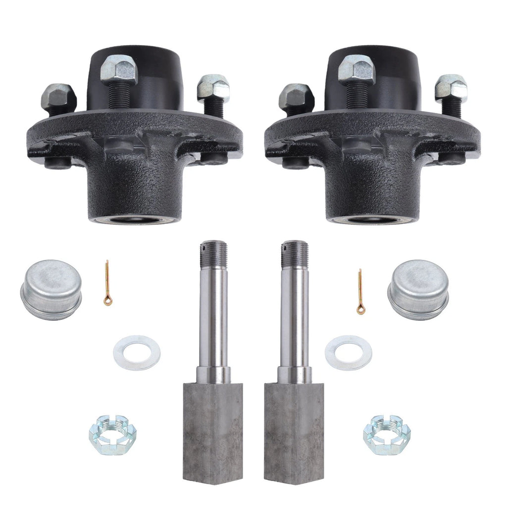 2X Trailer Hub Kit for 4 on 4" Spindle (1" Square)