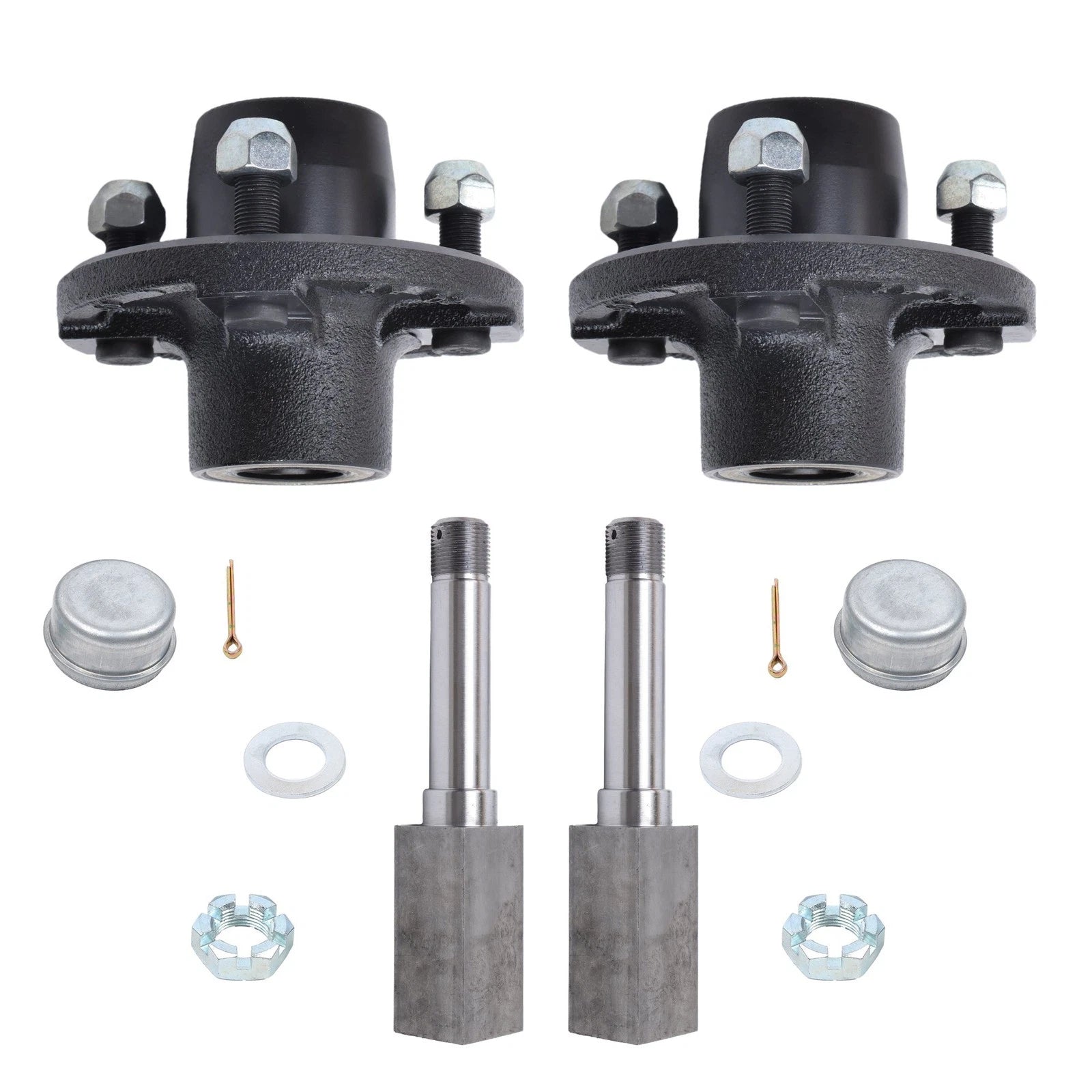 2X Trailer Hub Kit for 4 on 4" Spindle (1" Square)