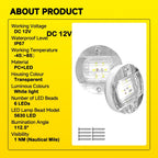 Set of 8 Round LED Courtesy Lights for Marine Boat