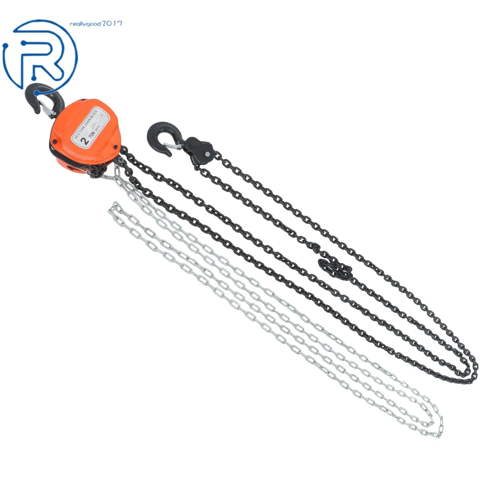 2 Ton Manual Chain Hoist with 2 Hooks and 10' Lift Capacity