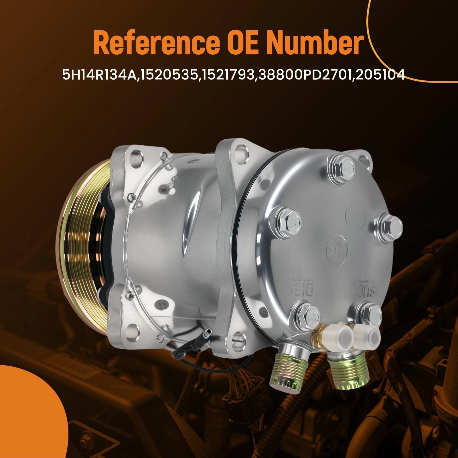 A/C Compressor with 6PK Clutch for Sanden 508 5H14 (R134A)