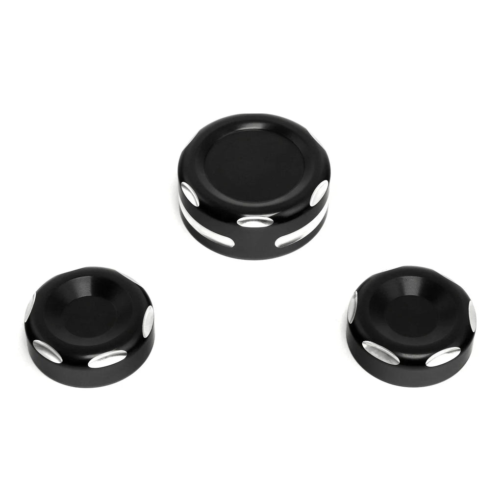 Black Fork Stem Upper Nut Bolt Covers for Harley Dyna Fat Bob FXDF (2006-2017)