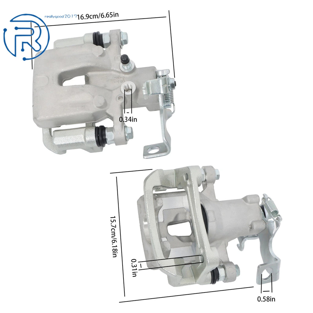 Set of 2 Rear Brake Calipers w/ Bracket for Kia Forte5 Hyundai Veloster Elantra GT