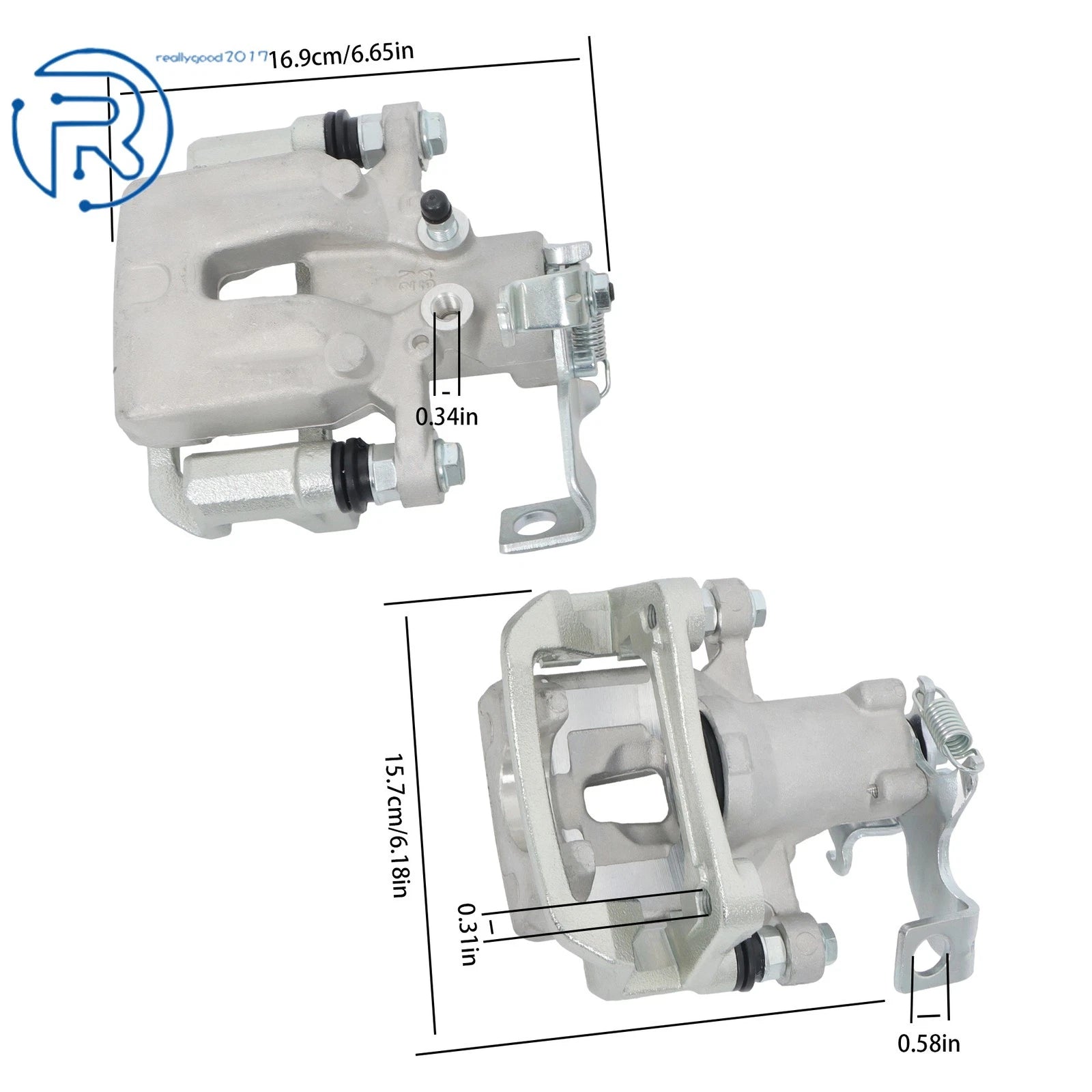 Set of 2 Rear Brake Calipers w/ Bracket for Kia Forte5 Hyundai Veloster Elantra GT