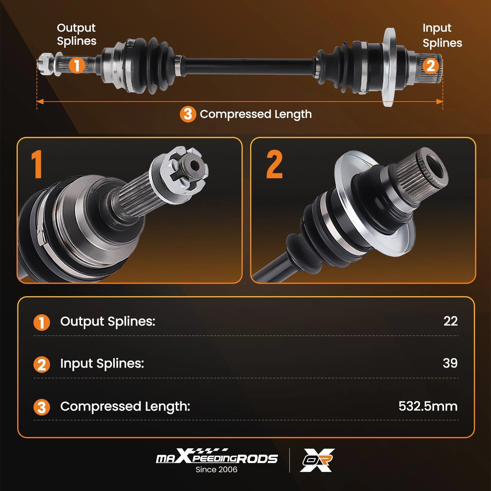 Pair CV Axle Assembly for Suzuki King Quad 450 500 750 (2007–2020)