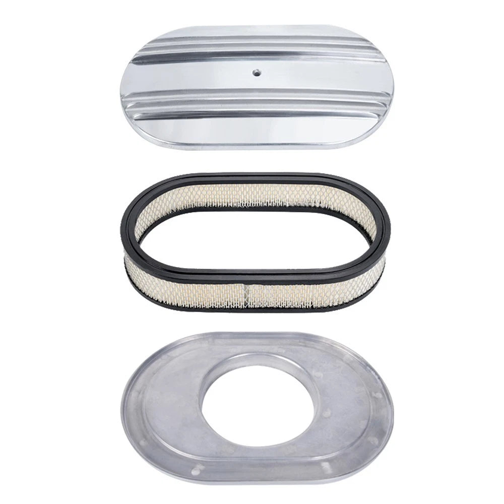 Set of 2 Chrome Half Finned Air Cleaners for Universal Fit (12 x 2 Inch)