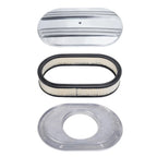 Set of 2 Chrome Half Finned Air Cleaners for Universal Fit (12 x 2 Inch)