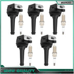 Set of 5 Ignition Coils & Spark Plugs for Volvo C30 C70 S40 S60 V50 V70 (2006–2013)
