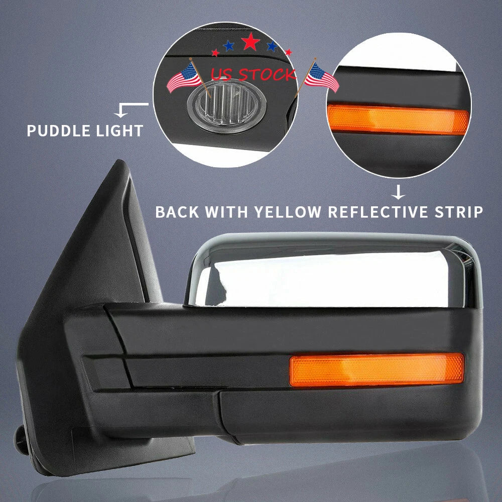 Towing Mirrors for Ford F-150 (2004-2014) - Power Heated, Chrome