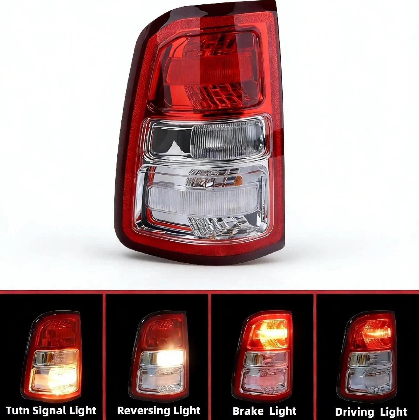 Halogen Tail Light Chrome Bezel w/ Bulb Driver Left Side for Ram 1500 (2019–2023)