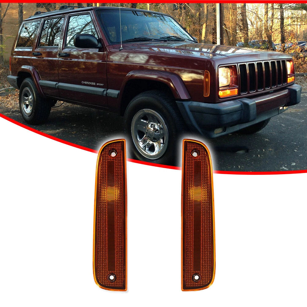 2X Amber Lens Front Side Marker Light Housing for Jeep Cherokee (1997–2001)