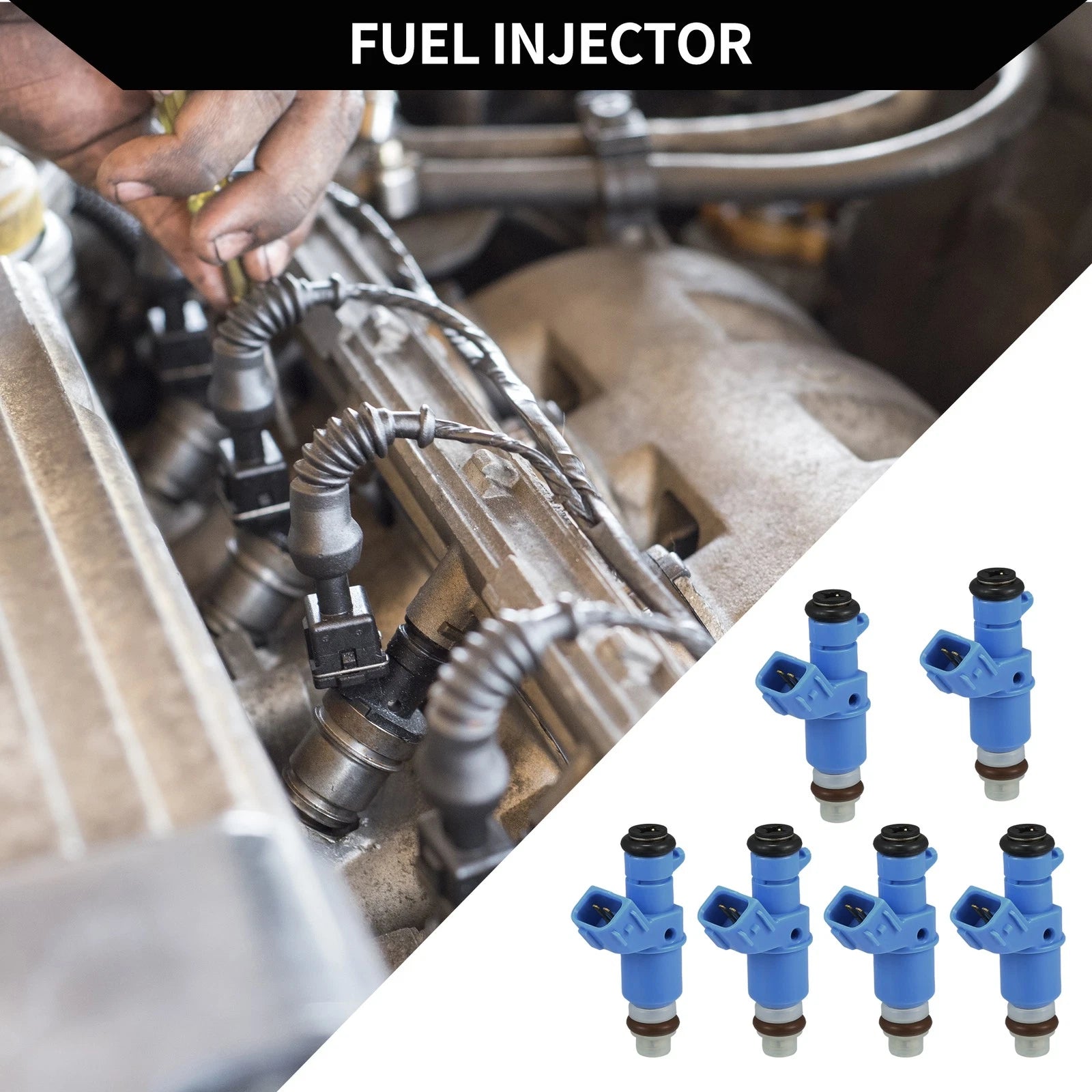 Set of 6 Fuel Injectors for Honda Accord (2003–2007) No.16450RCAA01 Blue