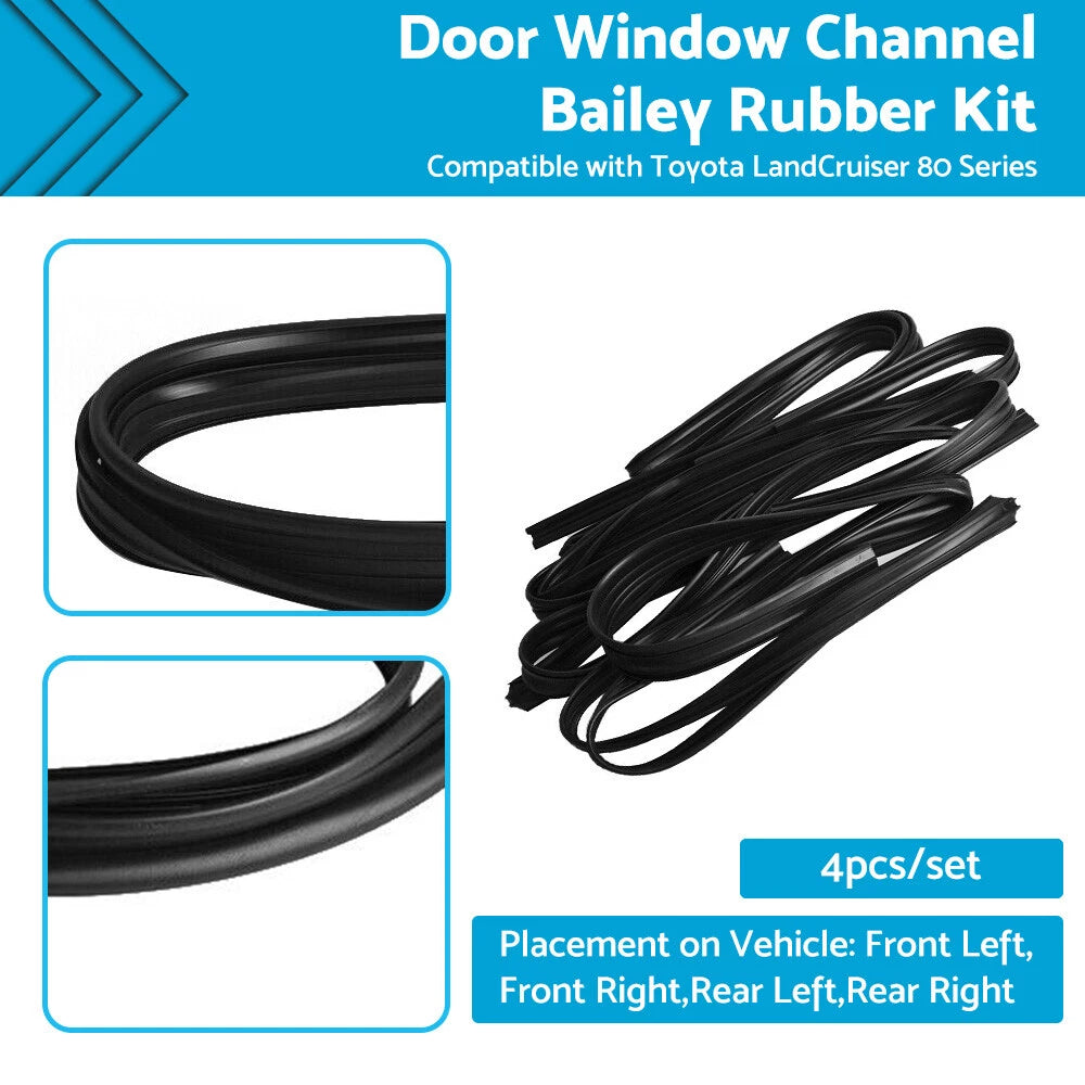 Door Window Channel Rubber Kit for Toyota LandCruiser 80 Series (1990–1997)