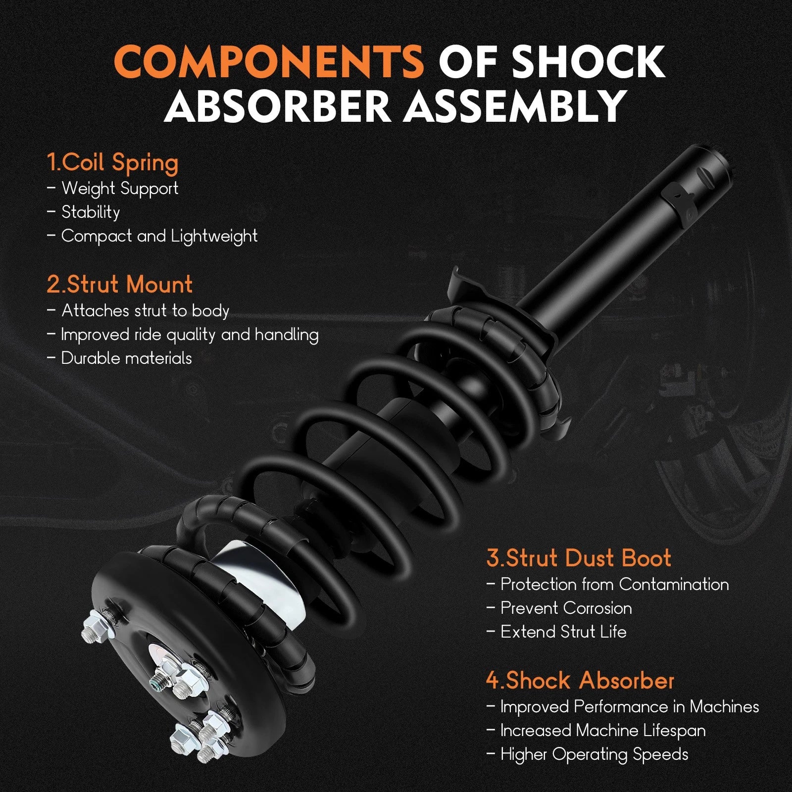 Set of 4 Complete Struts Shocks Spring & Mount for Honda Accord (1998–2002)