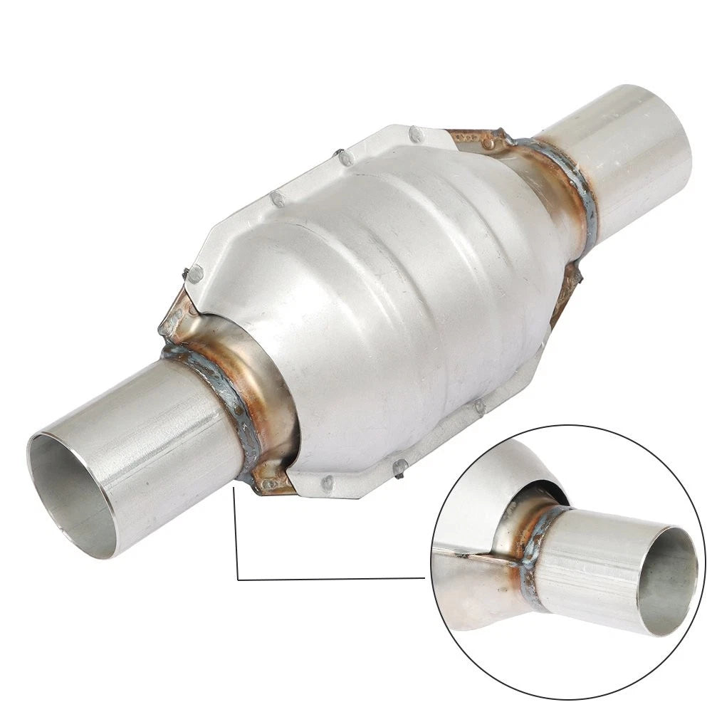Set of 2 Universal Catalytic Converters with O2 Sensor Port 2.25" Stainless Steel