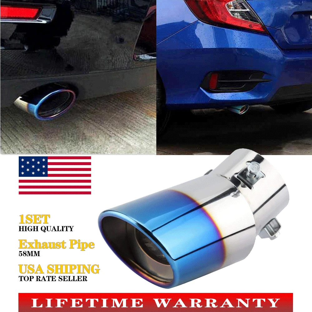 Burnt Blue Titanium Exhaust Muffler Tip for Universal Fit