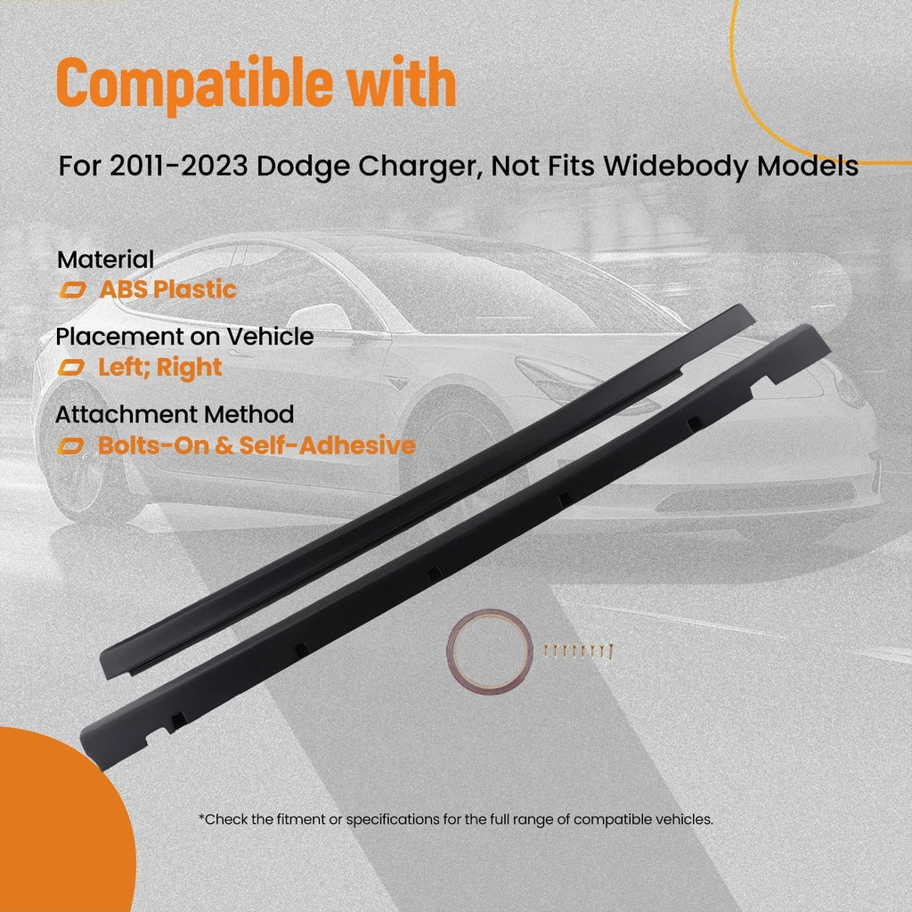 2PC Body Kit Side Panel Extension for Dodge Charger (2011–2023) Black ABS