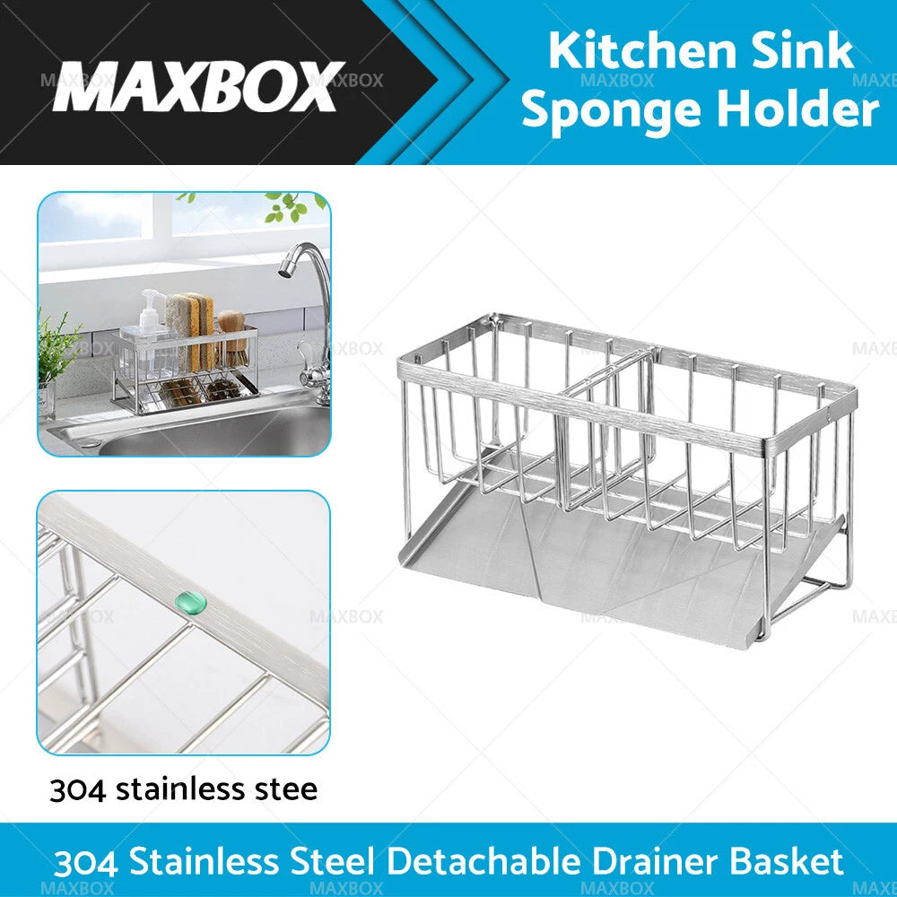 2X Stainless Steel Sponge Drainer Basket for Kitchen Sink Countertop