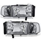 Chrome Housing Headlights + Clear Corner Lamp for Dodge Ram Pickup (1994–2002)