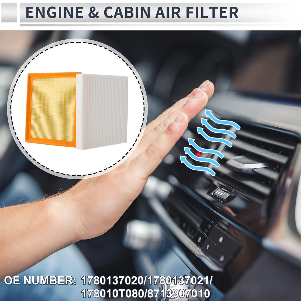 Set of 2 Engine Cabin Air Filters No.1780137020 for Toyota Prius (2012–2015)