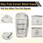Flip Key Case for Audi A1 (2010–2018) - White Silver Tone TPU Silicone