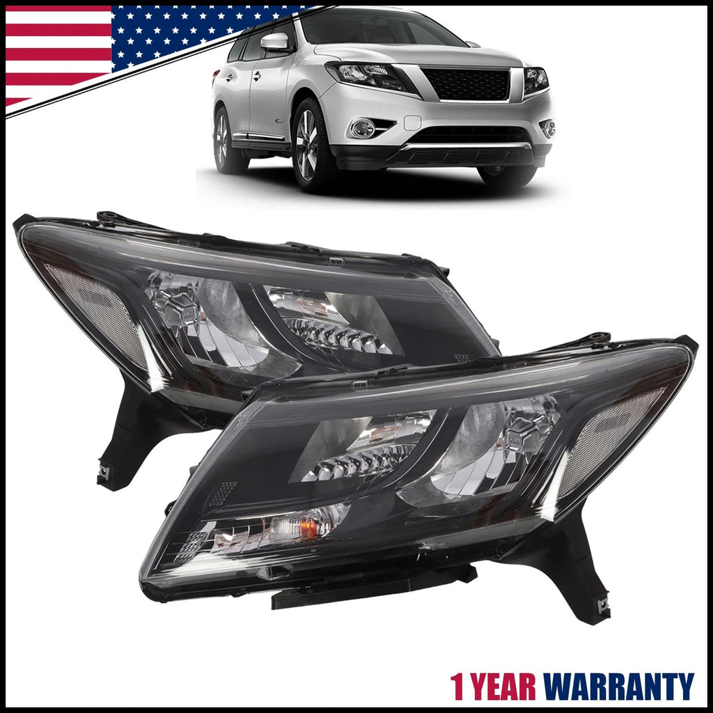 Black Headlights for Nissan Pathfinder (2013–2016) Driver & Passenger Side