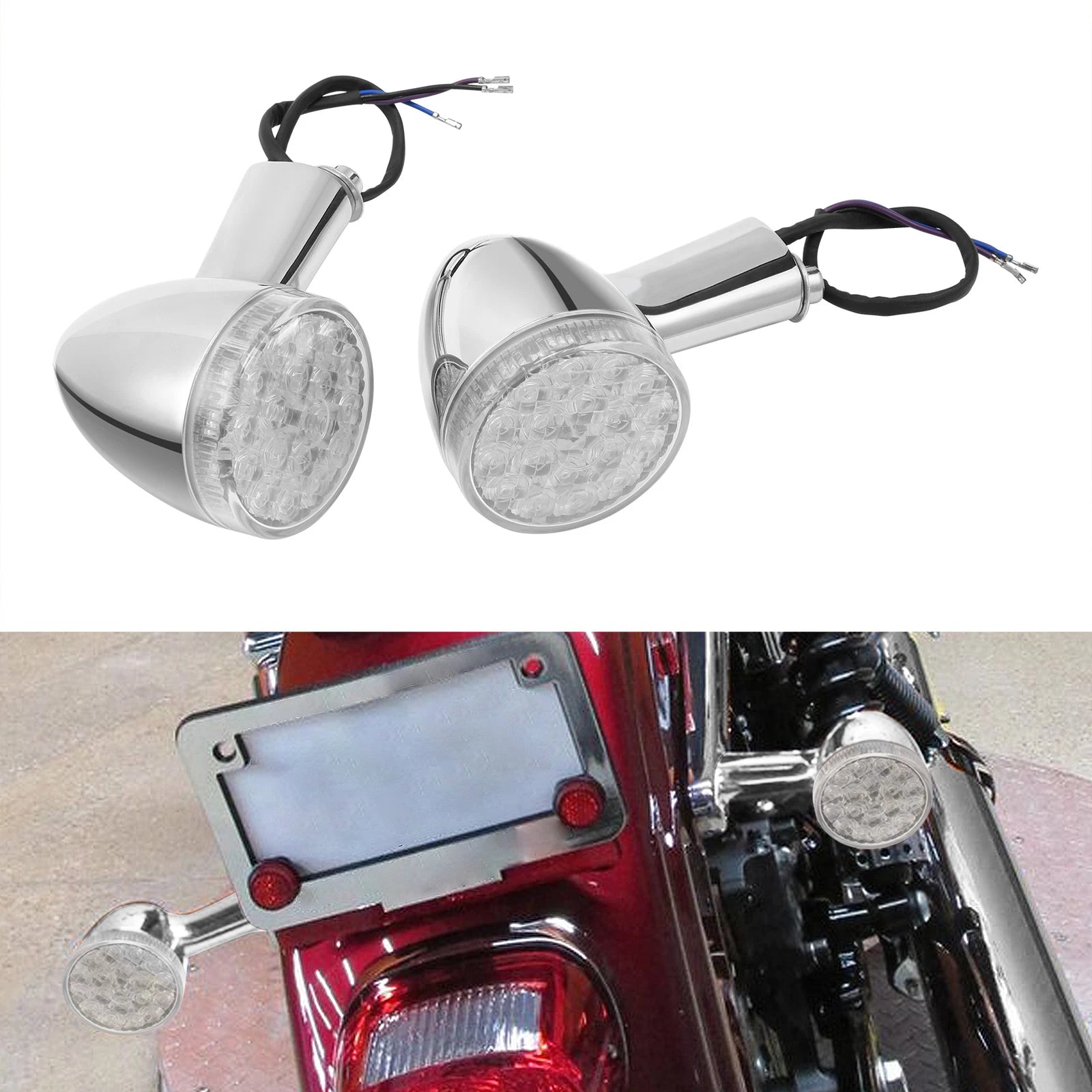 Chrome Rear Turn Signal Lights for Harley Davidson Touring Road Glide (2009–Present)