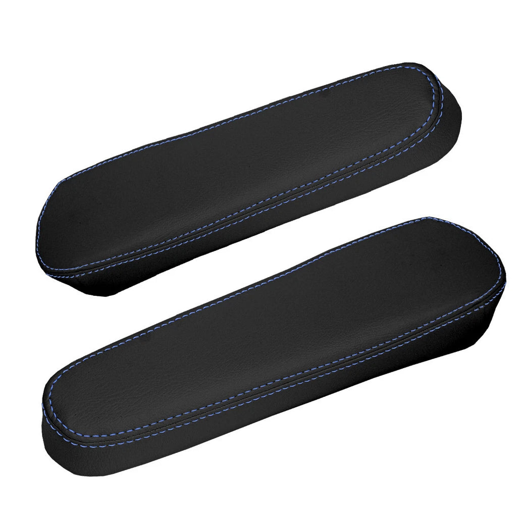Seat Armrest Cover for Hummer H2 (2003–2006) - Leather Synthetic, Blue Stitch