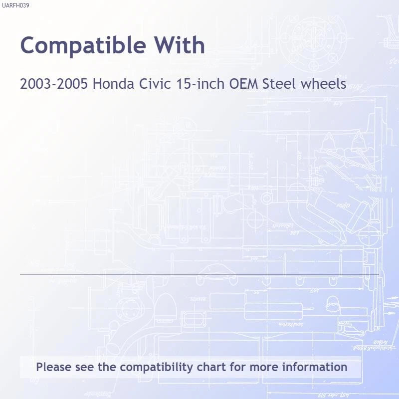 Wheel Cover Hubcaps Push On Silver Set for 2003-2005 Honda Civic (15 in)