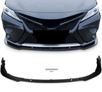 Front Bumper Lip Cover Trim for Toyota Camry L LE XLE (2018–2019) Glossy Black