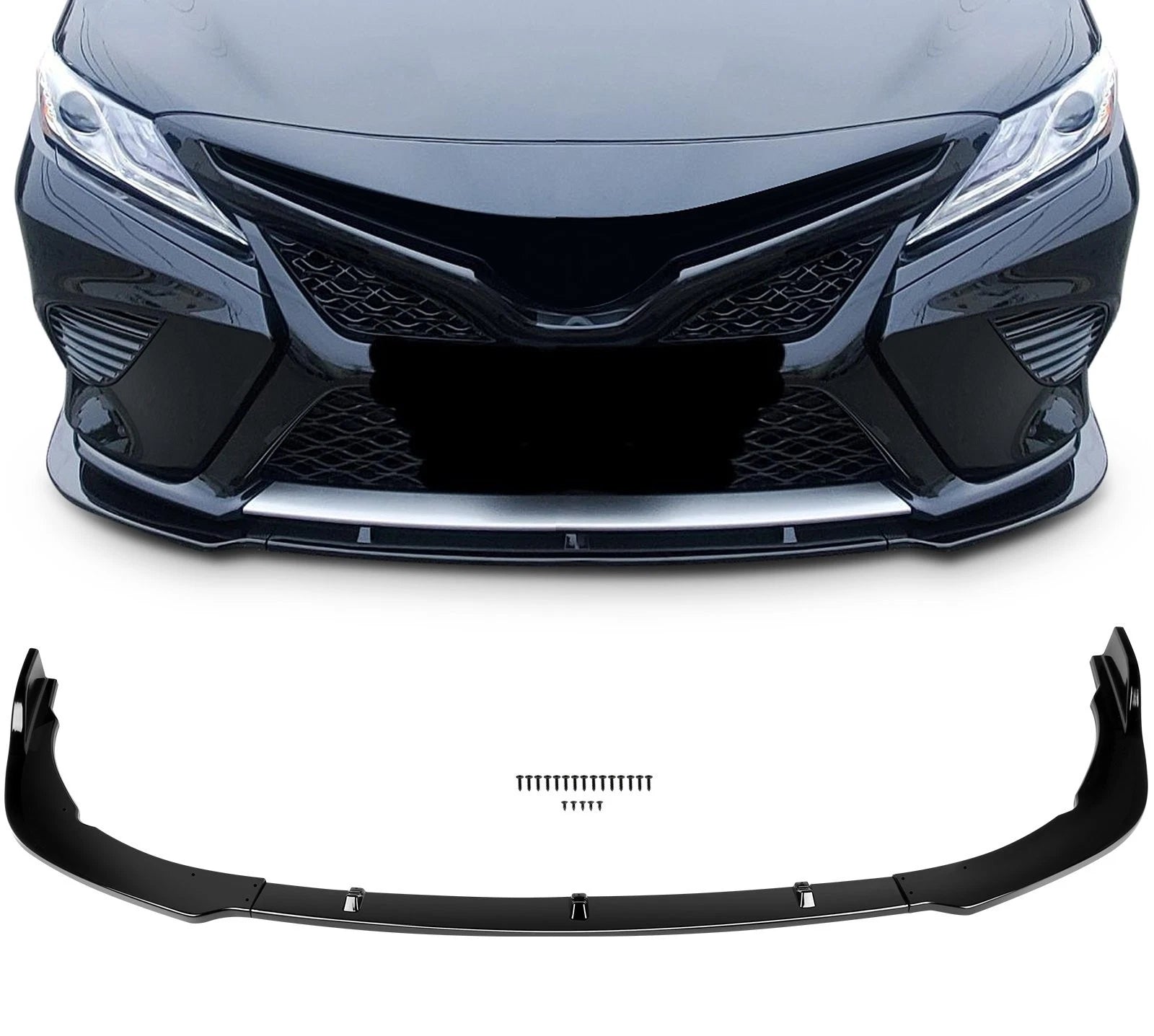 Front Bumper Lip Cover Trim for Toyota Camry L LE XLE (2018–2019) Glossy Black