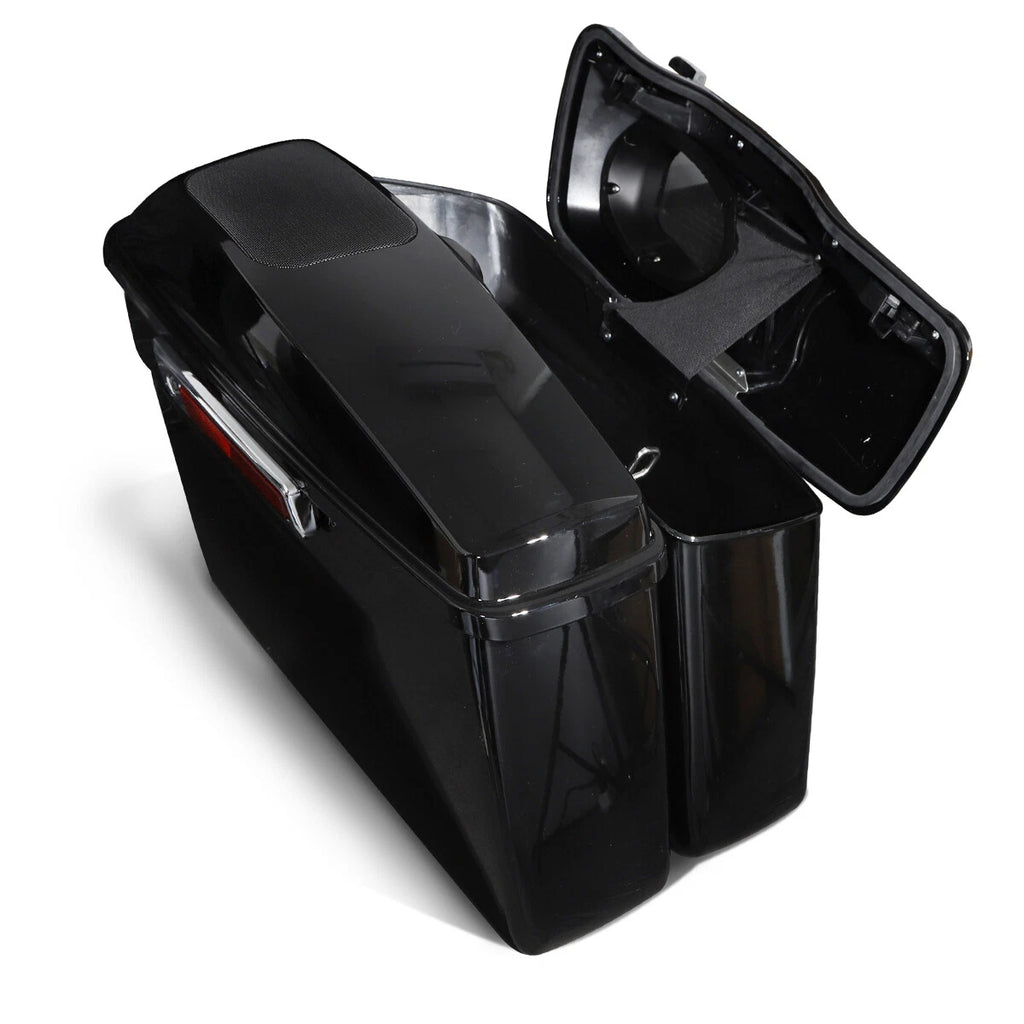 Vivid Black Hard Saddlebags w/ 6x9" Speaker Lid for Harley Touring (2014–2023)
