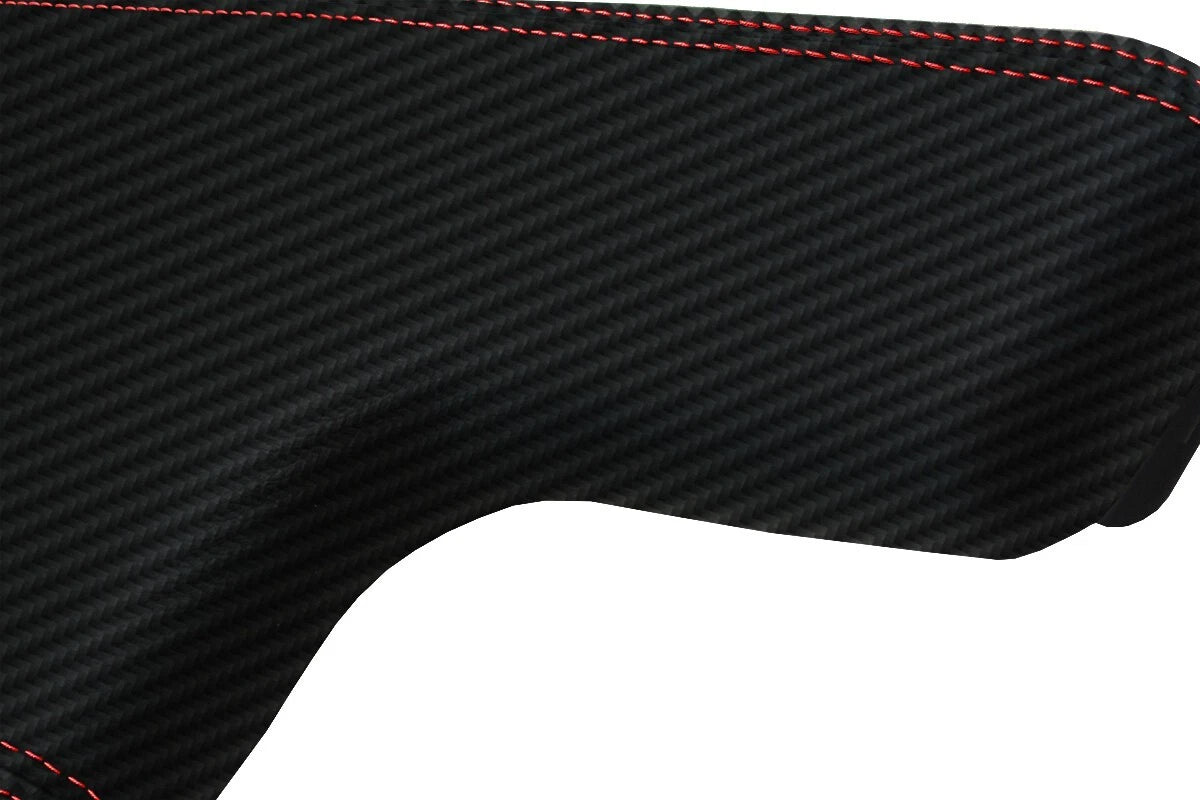 Console Lid with Cupholder Cover for Ford Ranger (2000–2006) Carbon Fiber Red Stitch