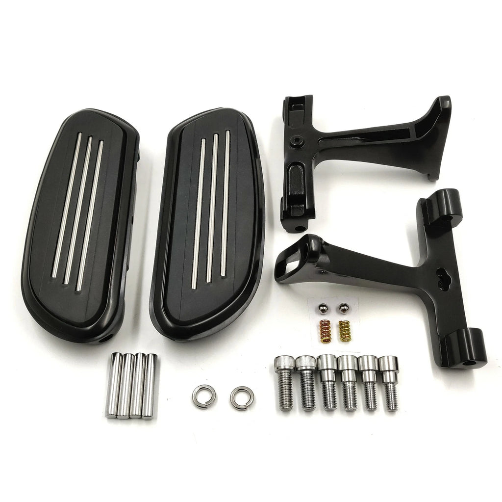 Set of 2 Black Streamline Passenger Footboards for Harley Touring (1993–2018)