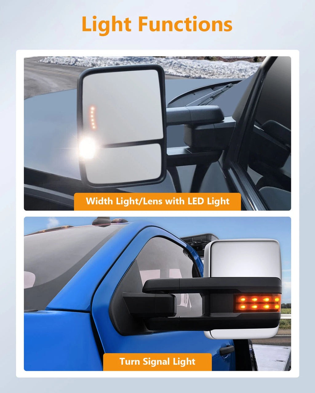 Pair Smoke LED Signal Tow Mirrors for Silverado Sierra (1999–2002)
