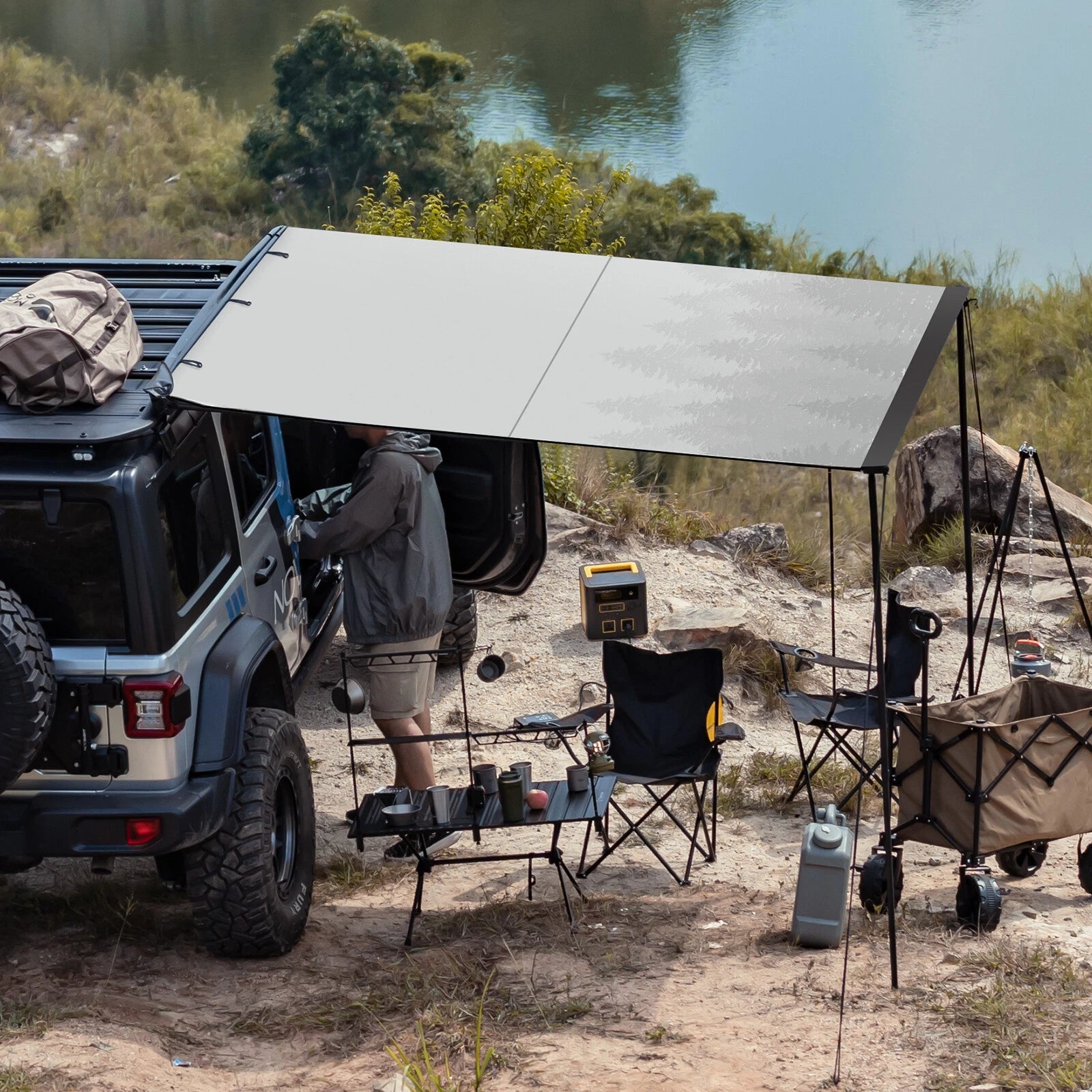 Car Side Awning for SUV Truck (6.6x8.2ft) Outdoor Camping Sunshade