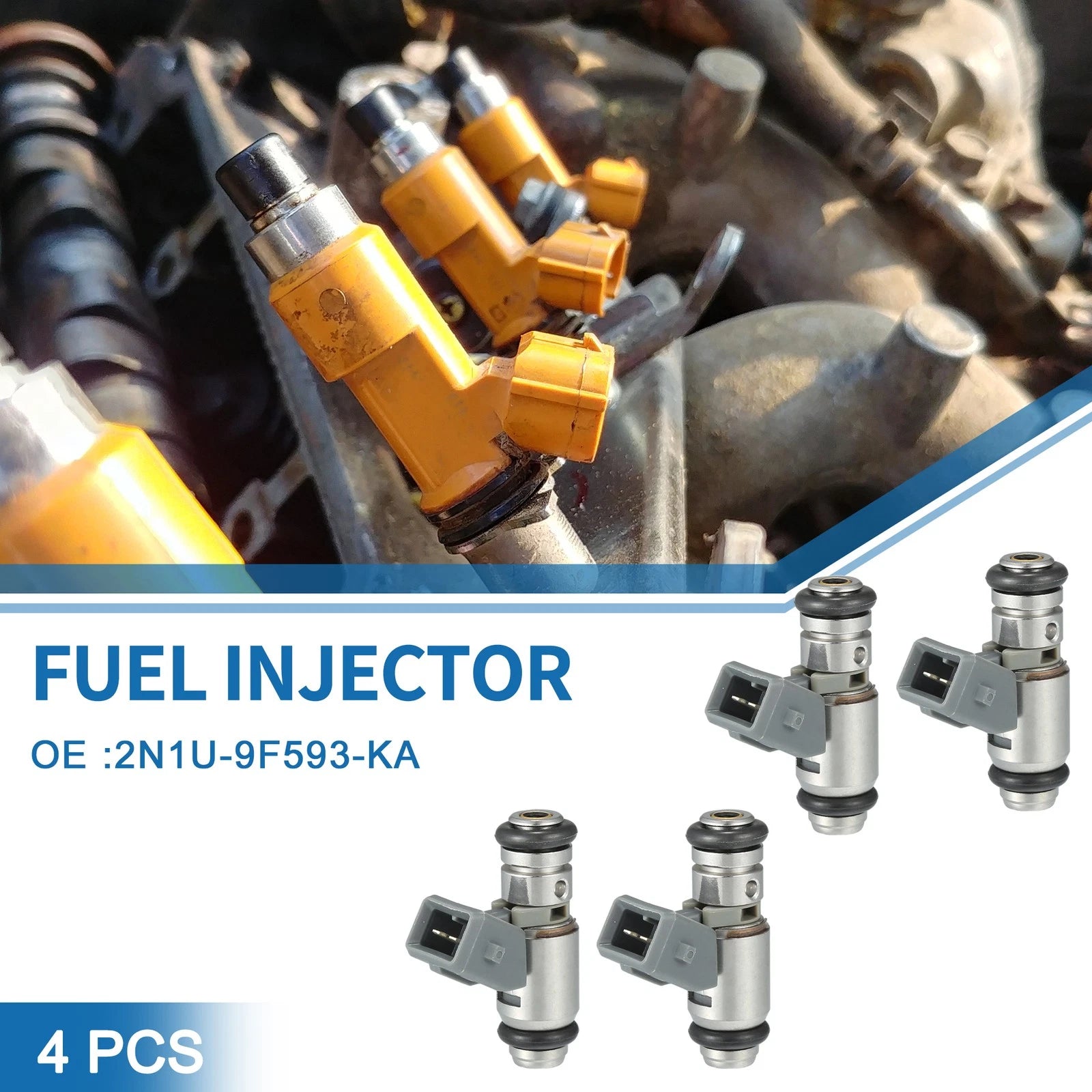 Set of 4 Fuel Injectors No.2N1U-9F593-KA for Ford Fiesta Mk5 (2001–2008)