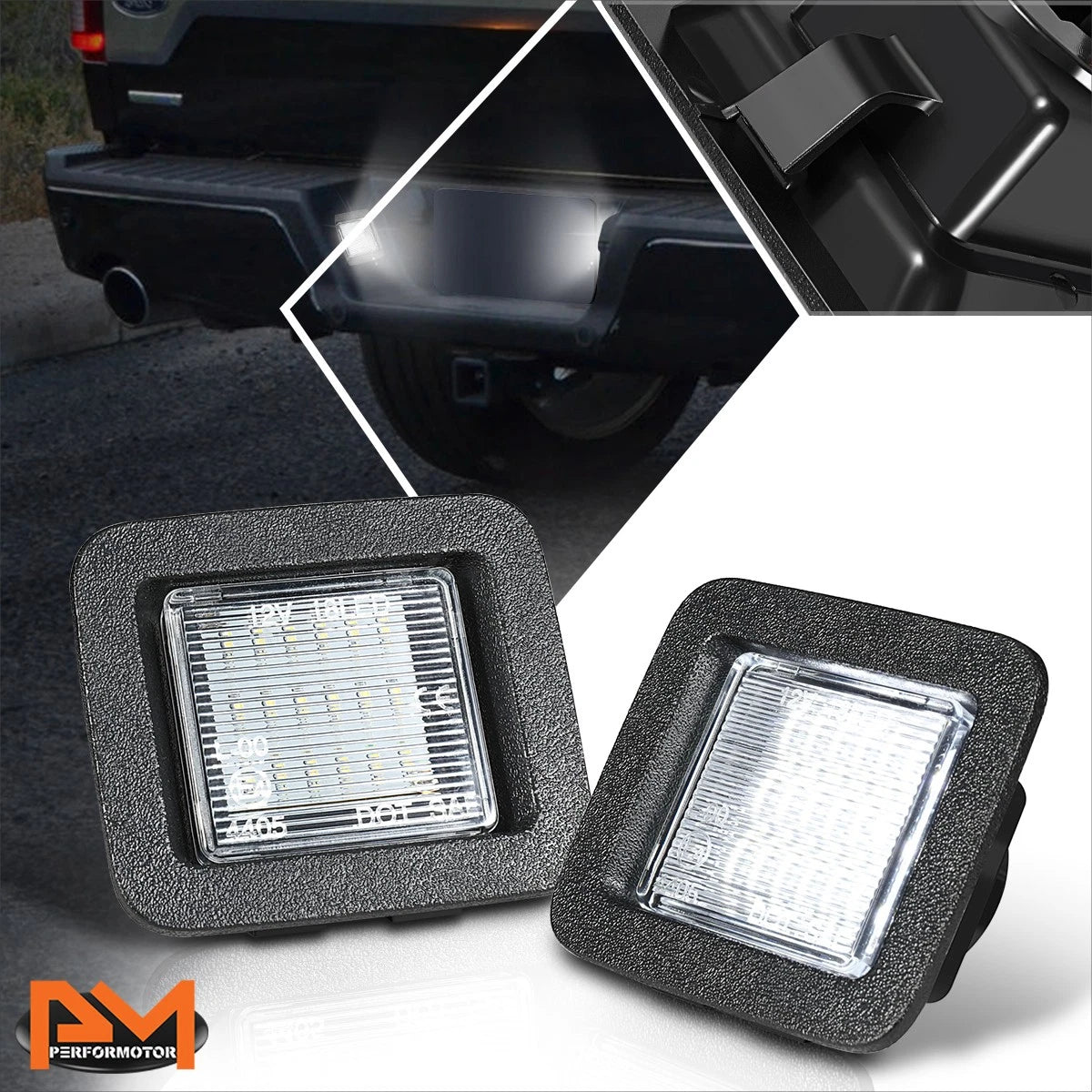 2X Nuvision Waterproof Clear Lens LED License Plate Lights for Ford F150 (2015–2020)