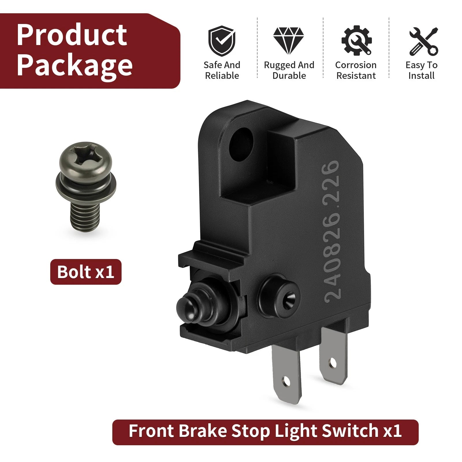 Front Brake Stop Light Switch for Honda Foreman Rubicon 500 TRX520FA/FE/FM (2020–2024)