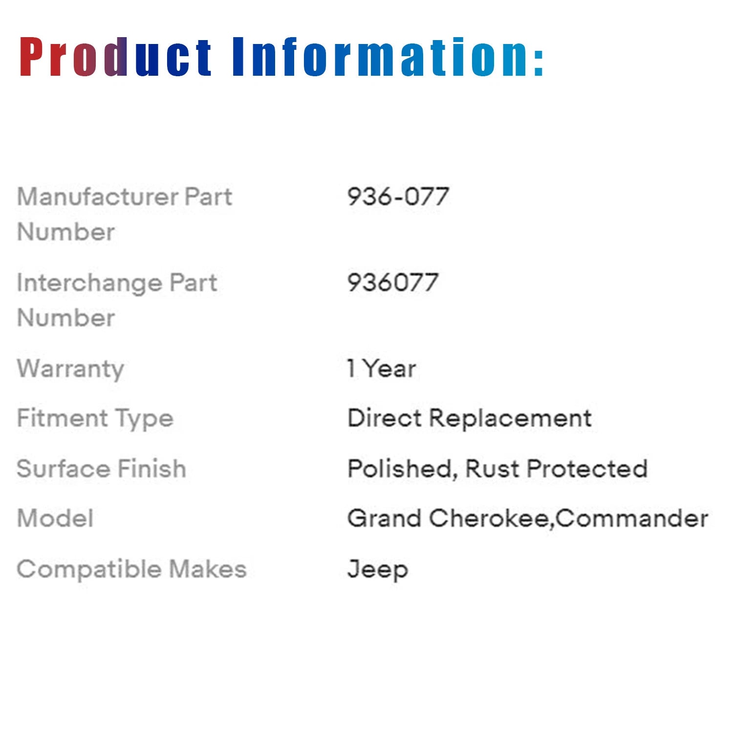 Rear Drive Shaft for Jeep Grand Cherokee Commander (2005–2010)