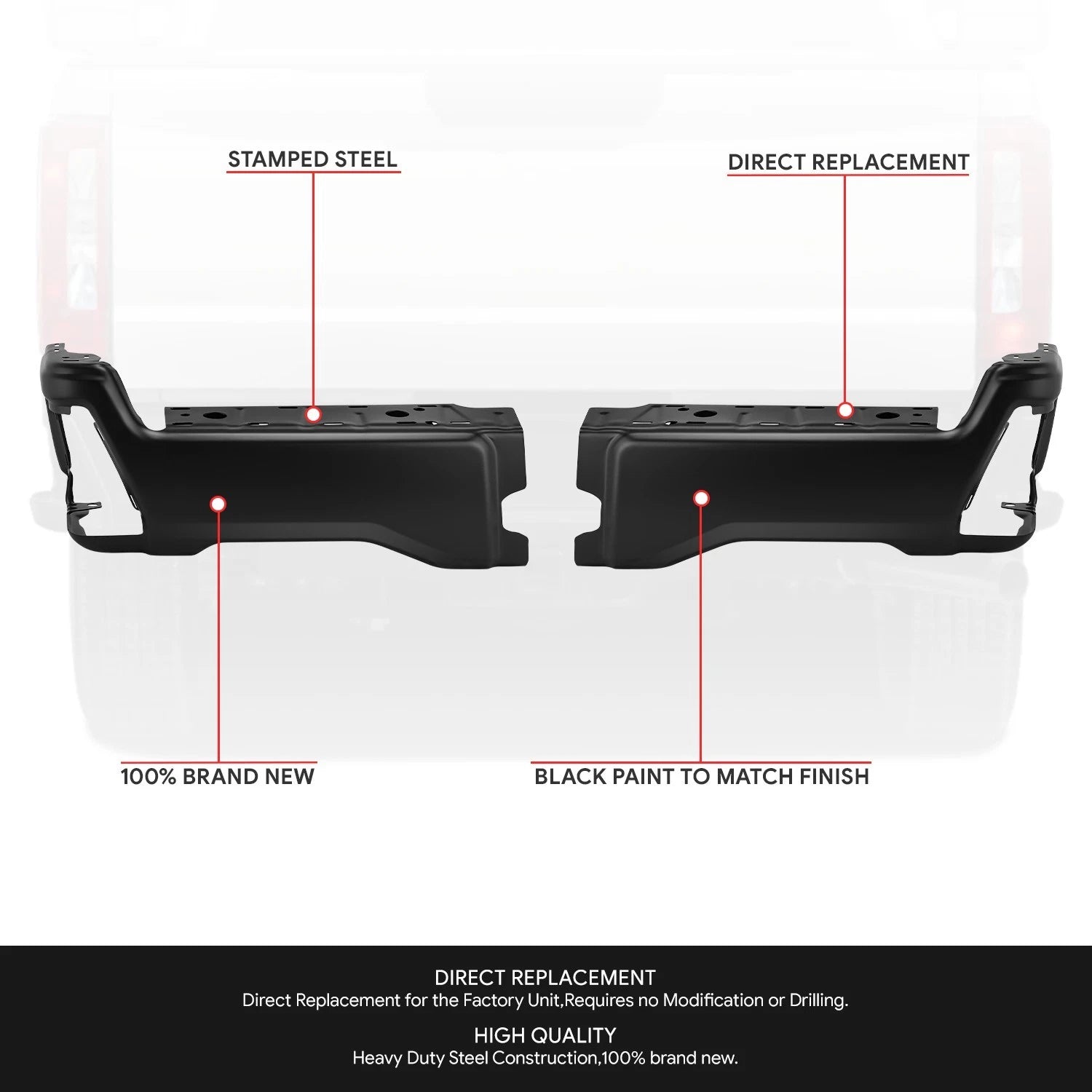 Set of 2 Rear Bumper End Caps for Ford F-250 F-350 SD (2023–2025)