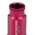 20 PCS Open End M12x1.25 50mm Tall Pink Universal JDM Rim Lug Nuts + Key
