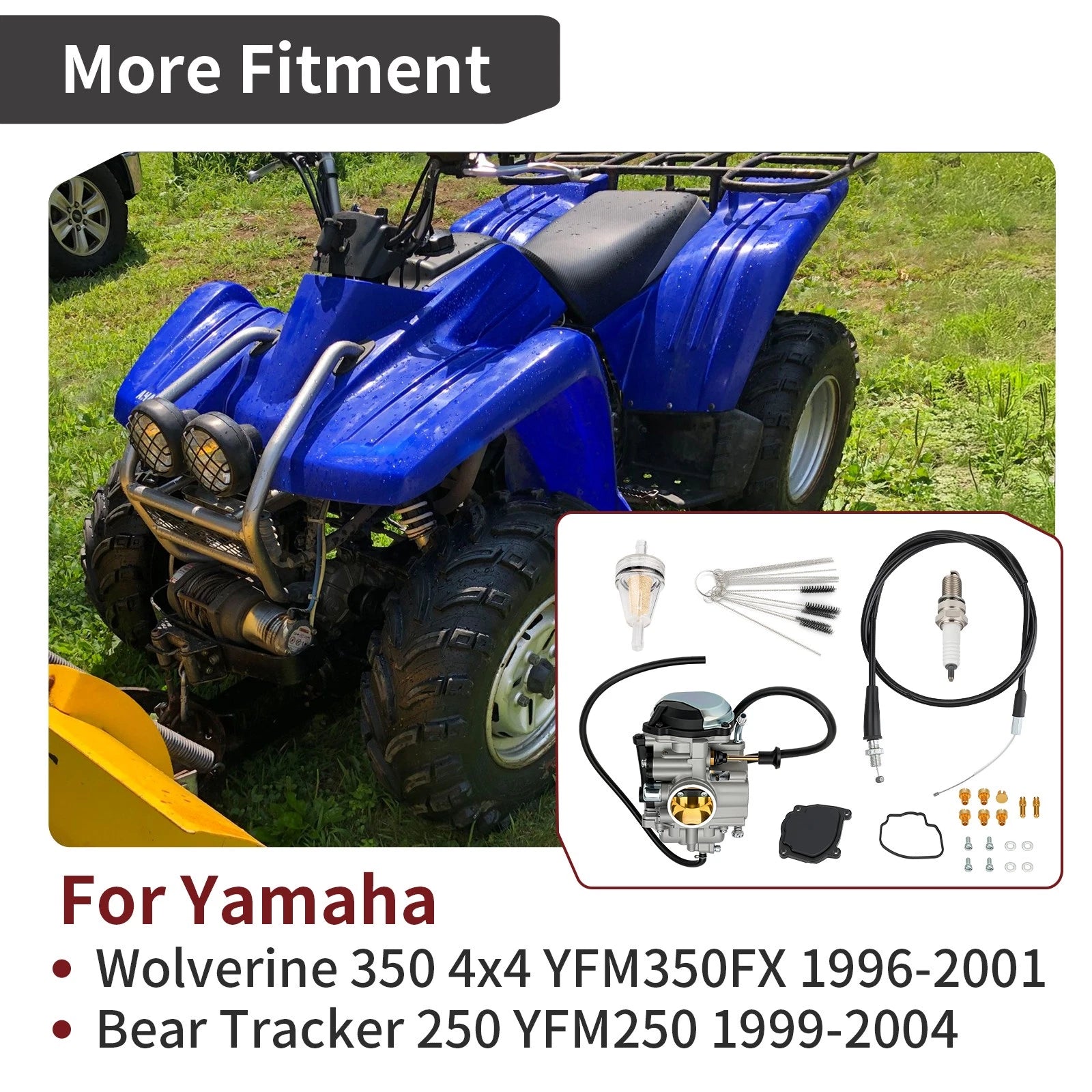 Carburetor & Throttle Cable for Yamaha Bear Tracker 250, Wolverine 350 (1999–2006)