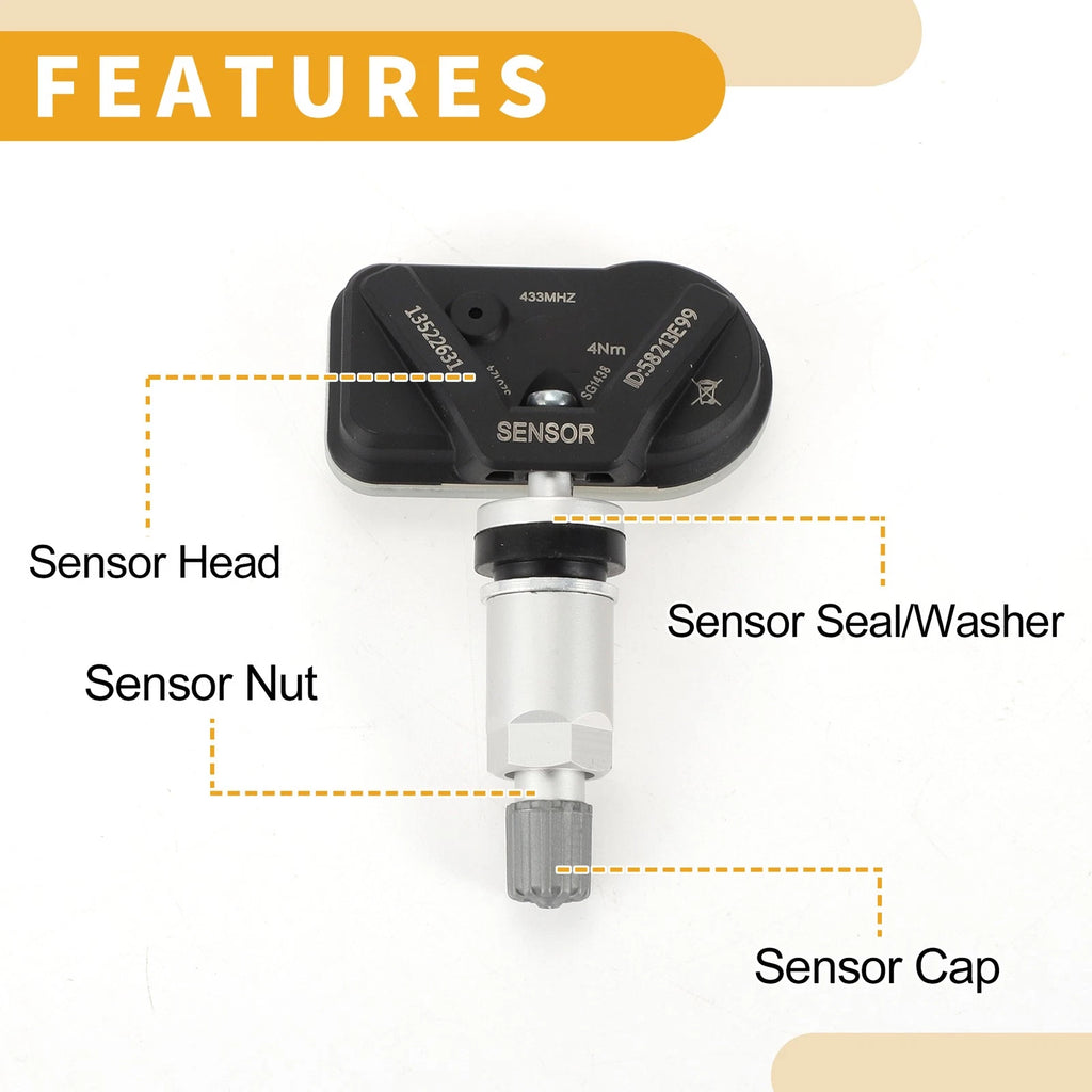 Tire Pressure Sensor 13522631 for Chevrolet Express 2500 (2013–2019) 433MHz